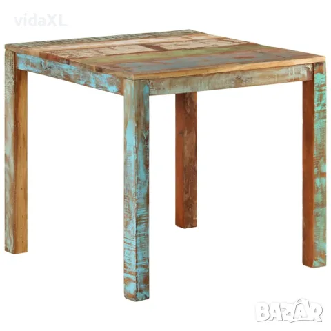 vidaXL Трапезна маса, 82x80x76 см, регенерирано дърво масив