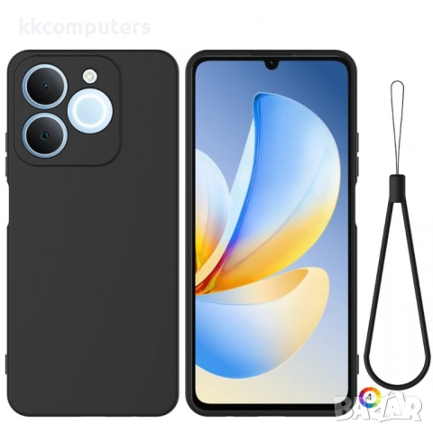 Realme Note 70T / Realme C71 Силиконов калъф с Протектор и Връзка за Ръка - Удароустойчив с Повдигна