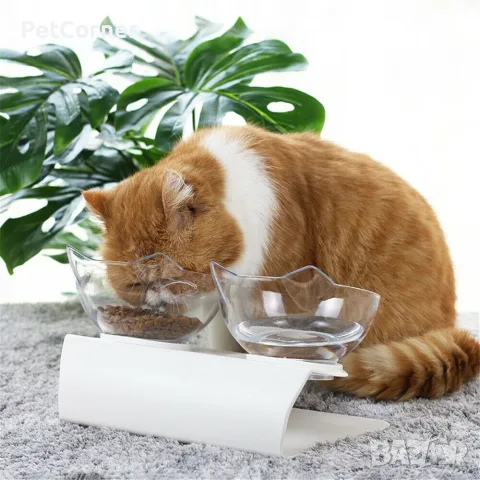 Двойна наклонена купа за котки с прозрачни купички - КОД 2742, снимка 6 - За котки - 56246559
