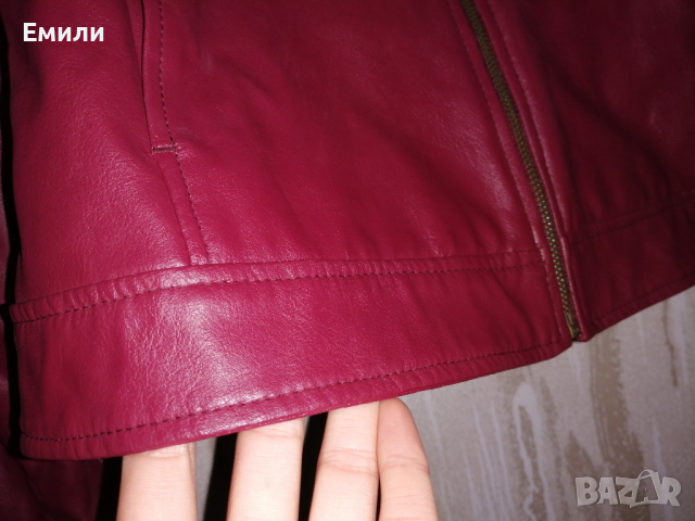 Zara дамско яке от изкуствена кожа в червен цвят р-р S, снимка 12 - Якета - 44518164