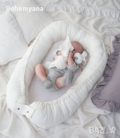 Babyly гнездо от омекотен лен – бяло