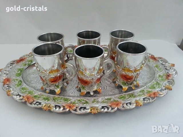  стакани подстакани чаши чашки поднос, снимка 3 - Антикварни и старинни предмети - 29913299