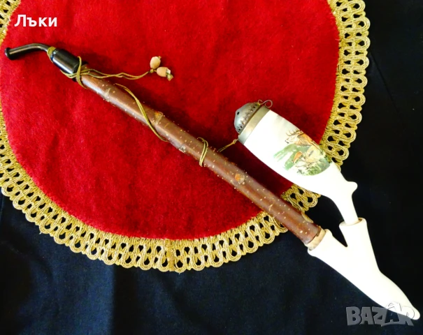 Тиролска порцеланова лула,ловна картина Елен. 