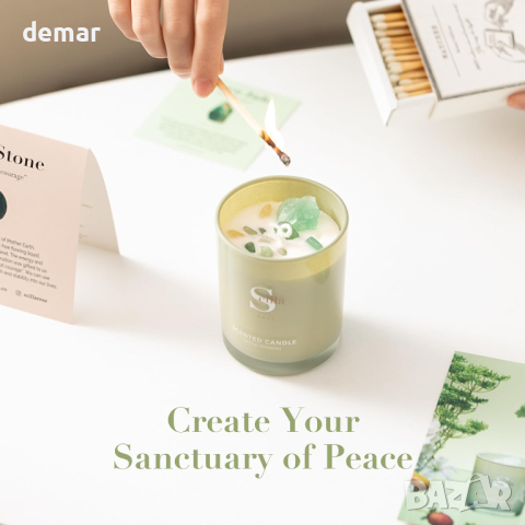 Луксозен подарък за жена, комплект ароматни свещи, кристална гривна, талисман в сърце,етерично масло, снимка 2 - Подаръци за жени - 44619842