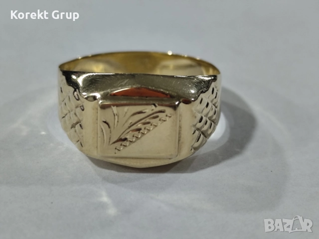Златен пръстен 14к мъжки, снимка 2 - Пръстени - 52880942
