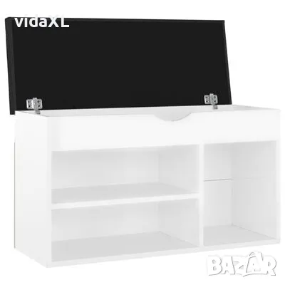 vidaXL Пейка за обувки, бял гланц, 80x30x47 см, инженерно дърво(SKU:326765), снимка 4 - Други - 48135571