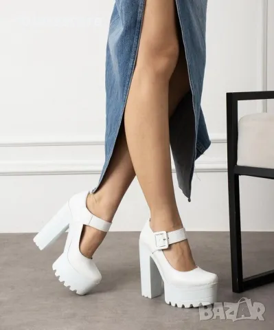 Обувки на ток - бяла кожа - FB20, снимка 2 - Дамски обувки на ток - 49801572