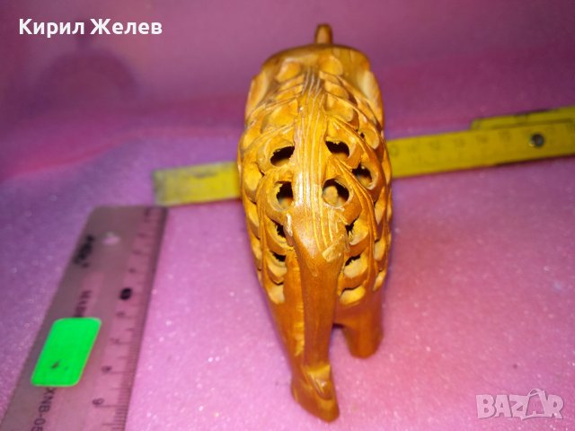 ДЪРВЕНО СЛОНЧЕ ФИНА ДЪРВОРЕЗБА МАЙСТОРСКА АЖУРНА РЪЧНА ИЗРАБОТКА ЧАЕНО ДЪРВО АЗИЯ 26567, снимка 13 - Статуетки - 44313910