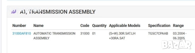 Автоматична скоростна кутия SUBARU LEGACY 3.0 2005, снимка 7 - Части - 51965523