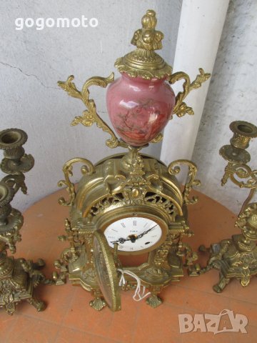 Рядък Каминен Часовник Бронз, Франция,Стар, старинен, арт, античен, винтидж масивен бароков каминен , снимка 10 - Антикварни и старинни предмети - 37346252
