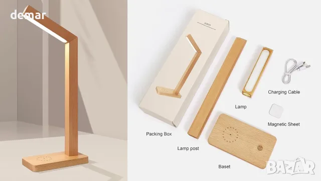 Смарт LED лампа за нощно/маса с безжично зарядно и USB, димираща се (5000K), снимка 7 - Други стоки за дома - 55850036