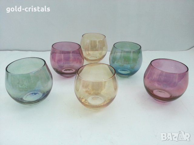 антикварни чаши цветно стъкло