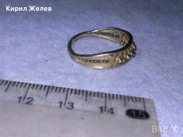 СТАРИНЕН ФИЛИГРАНЕН СРЕБЪРЕН ПРЪСТЕН МАЙСТОРСКА РЪЧНА ИЗРАБОТКА 40225, снимка 9 - Антикварни и старинни предмети - 42866076