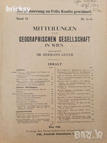 Mitteilungen der geographischen Gesellschaft in Wien Band 73 1930