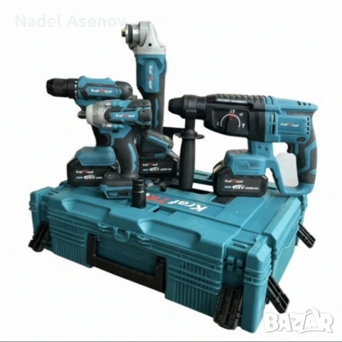 Комплект 4 в 1 - акумулаторен перфоратор, винтоверт, гайковерт и ъглошлайф 36V, снимка 2 - Надомна работа - 53980155