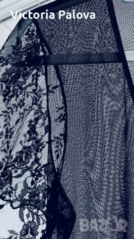 Романтична черна дантелена нощница / халат, снимка 4 - Нощници - 52267056