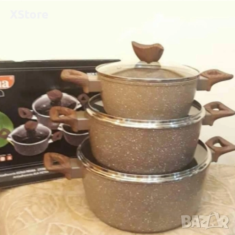 Комплект от 3 алуминиеви тенджери с капак, снимка 3 - Съдове за готвене - 52507337