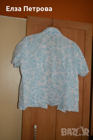 Бяла риза със светло сини цветя, снимка 3 - Ризи - 42097822
