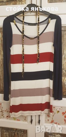Продавам финно плетена туника с колан. Цветове екрю , бордо, тъмно синьо и бежово., снимка 2 - Туники - 30902969