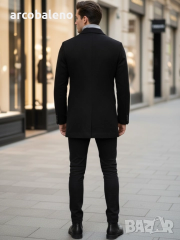 Мъжко зимно черно палто, снимка 4 - Палта - 52777356