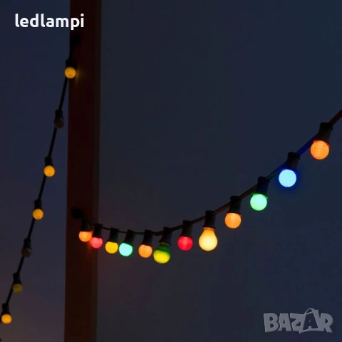 Кабел С Поредица От 20лампи RGB 10m IP44, снимка 5 - Външни лампи - 50619415