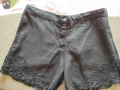 черни къси ленени панталонки с дантела, снимка 4