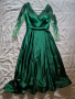 Зелена сатенена рокля с камъни и мъниста , снимка 5
