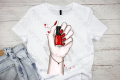 Дамска тениска Motif с цветна щампа маникюр / Fashion / nail manicure, снимка 1 - Тениски - 44811833