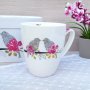 2953 Комплект керамични чаши за чай Влюбени врабчета, в кутия, снимка 3