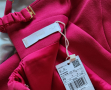 Рокля М размер къса парти деколте бюстие цикламена розова MANGO плезрамки , снимка 5