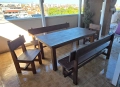 К-т дървена маса две пейки и два стола от БУК, снимка 2
