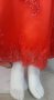 луксозна бална официална червена рокля с дантела русалка, снимка 4