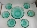 Стъклени купа и купички цветно зелено стъкло, снимка 4