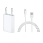Комплект оригинален кабел Apple MD818FE/A USB A to Lightning 1м + зaрядно Apple Power adapter 5W, снимка 1