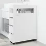 vidaXL Тесен шкаф за баня с колелца, бял, инженерно дърво, снимка 3