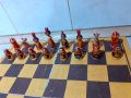 Руски дървен шах с ръчно изработени фигури матрьошки, снимка 2