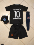 Neymar 10 + Калци PSG Black Детски Черен Екип сезон 22 Комплект Неймар, снимка 5