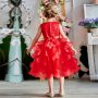 Детска рокля кристали червена ново. 7-8 години, снимка 2