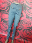 Синьо-лилави панталони тип дънки с висока талия Л
