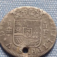 Сребърна монета 2 реала Филип пети Сеговия Испания 13780, снимка 2 - Нумизматика и бонистика - 42871784