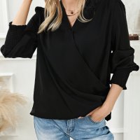 Дамска елегантна блуза в черно с дълъг ръкав, снимка 10 - Блузи с дълъг ръкав и пуловери - 42767016
