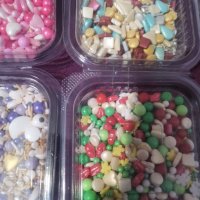 Захарни поръски микс перли перлички сърца бонбони захарна поръска sprinkles, снимка 3 - Други - 38711053
