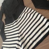 Къси панталонки фина плетка + рипсена блузка на H&M.. Bershka , снимка 3 - Блузи с дълъг ръкав и пуловери - 34201689