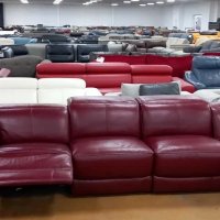 Голям червен кожен диван с електрически релакс механизъм "Laurence", снимка 6 - Дивани и мека мебел - 40282832