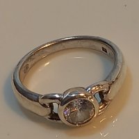 Сребърен пръстен Fossil с голям камък, снимка 4 - Пръстени - 39086044