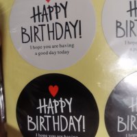 20 бр черно бели  HAPPY BIRTHDAY самозалепващи лепенки стикери за подарък Рожден ден, снимка 3 - Други - 22847650