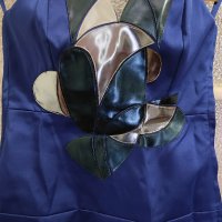 Елегантна синя сатенена рокля размер S/36 цена 84 лв., снимка 3 - Рокли - 42621899