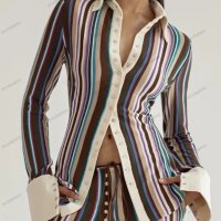 Дамска елегантна цветна риза с дълъг ръкав, 3цвята - 023, снимка 2 - Ризи - 42359122