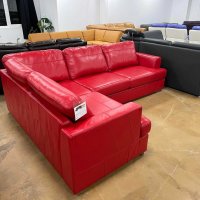 Червен кожен ълов диван "FREYA" с функция легло, снимка 9 - Дивани и мека мебел - 39700293