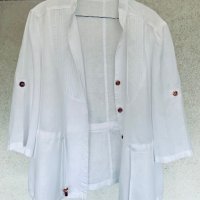 Ленена бяла бутикова риза/блуза/туника ABBA, снимка 2 - Ризи - 38907273